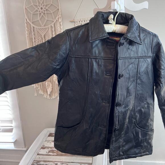 Tudor Court Vintage Patchwork Leather Jacket Sz. Sm. Petite SI-776 - Picture 5 of 11